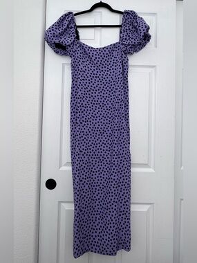 Zara Lavender Polka Dot Dress with Black Spots